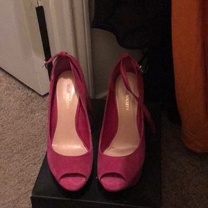 Hot Fuchsia Cow Split Suede wedges